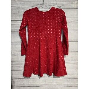 Hanna Andersson Red Kids Long Sleeve Gold Dot Holiday Dress Size 12